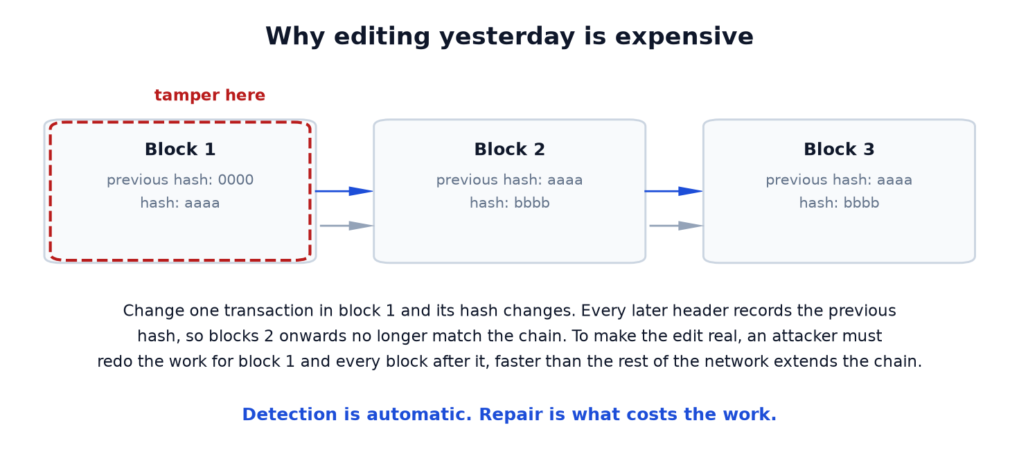 What Is a Blockchain? It Is a Chain of Hashes, Not a Chain of Blocks.